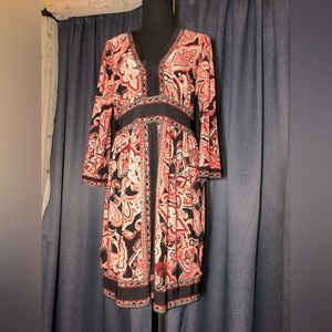INC Black and Coral Dress Size Petite Medium